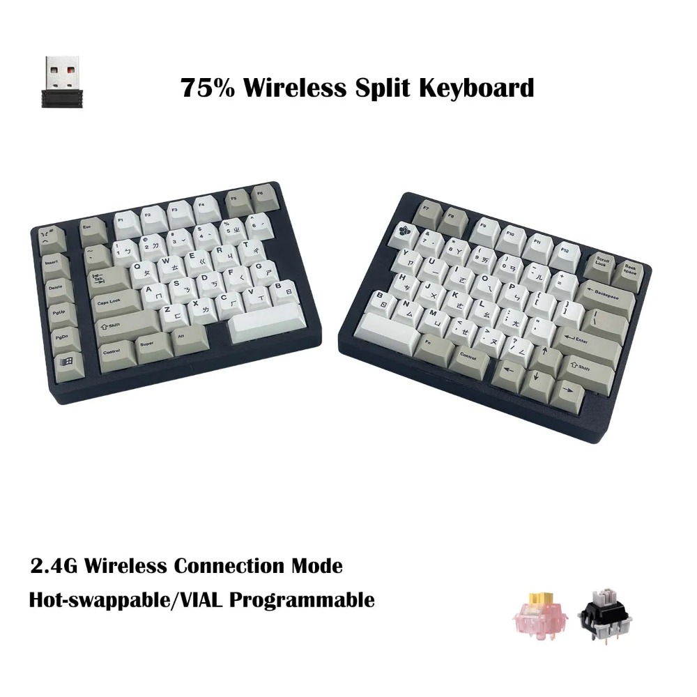 Tablet Accessories Uk - WS75 Ergonomic Split Mechanical Keyboard Wireless