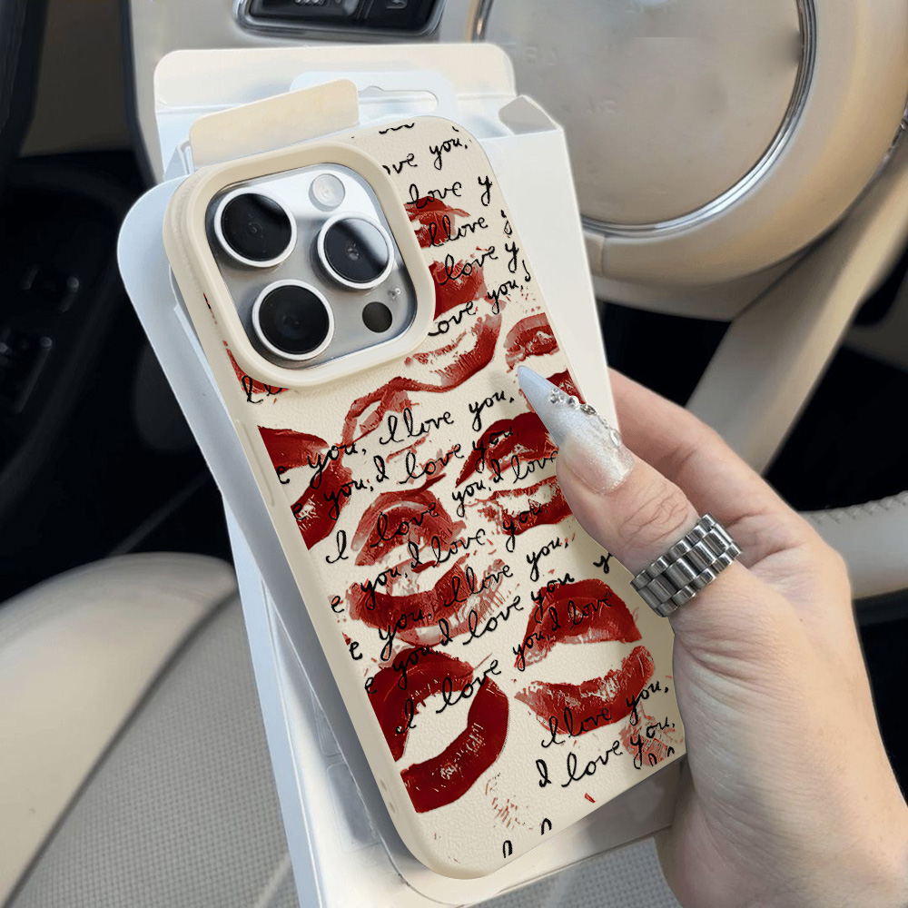 Bright Red Lips Leather Phone  - Apple Iphone 15 评论和价格