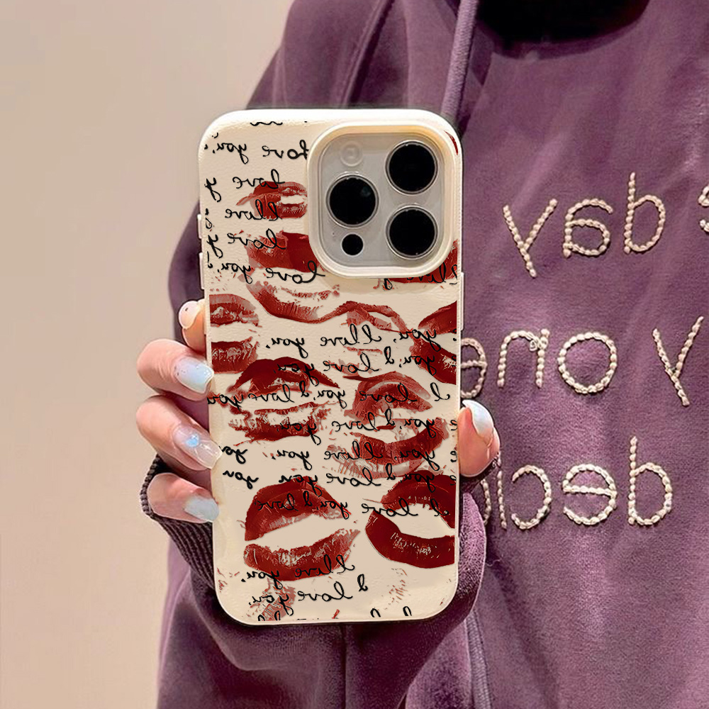 Bright Red Lips Leather Phone  - Apple Iphone 15 评论和价格