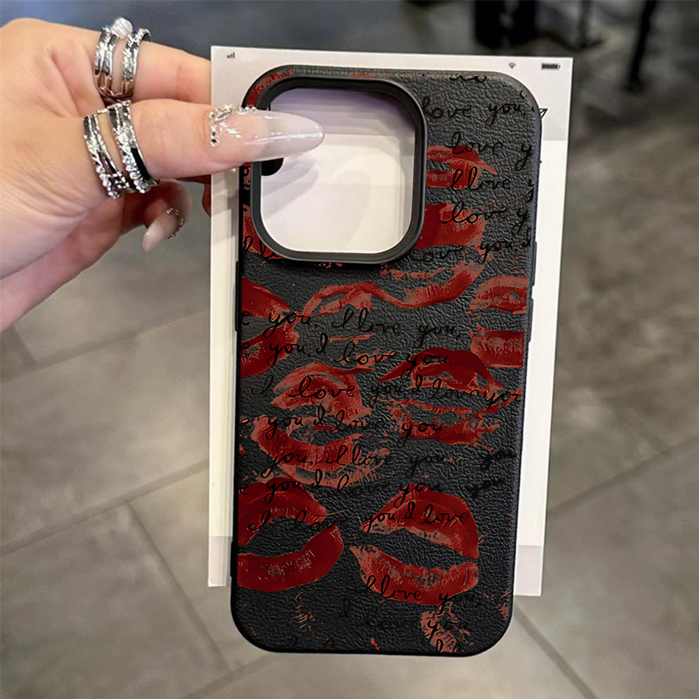Bright Red Lips Leather Phone  - Apple Iphone 15 评论和价格