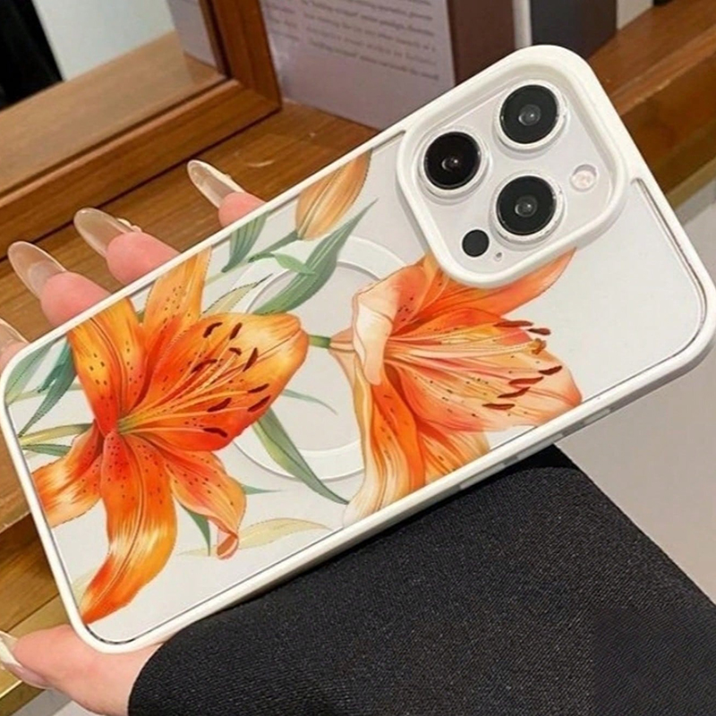 Orange Lily-Patterned Magnetic - Apple Iphone 15 评论和价格
